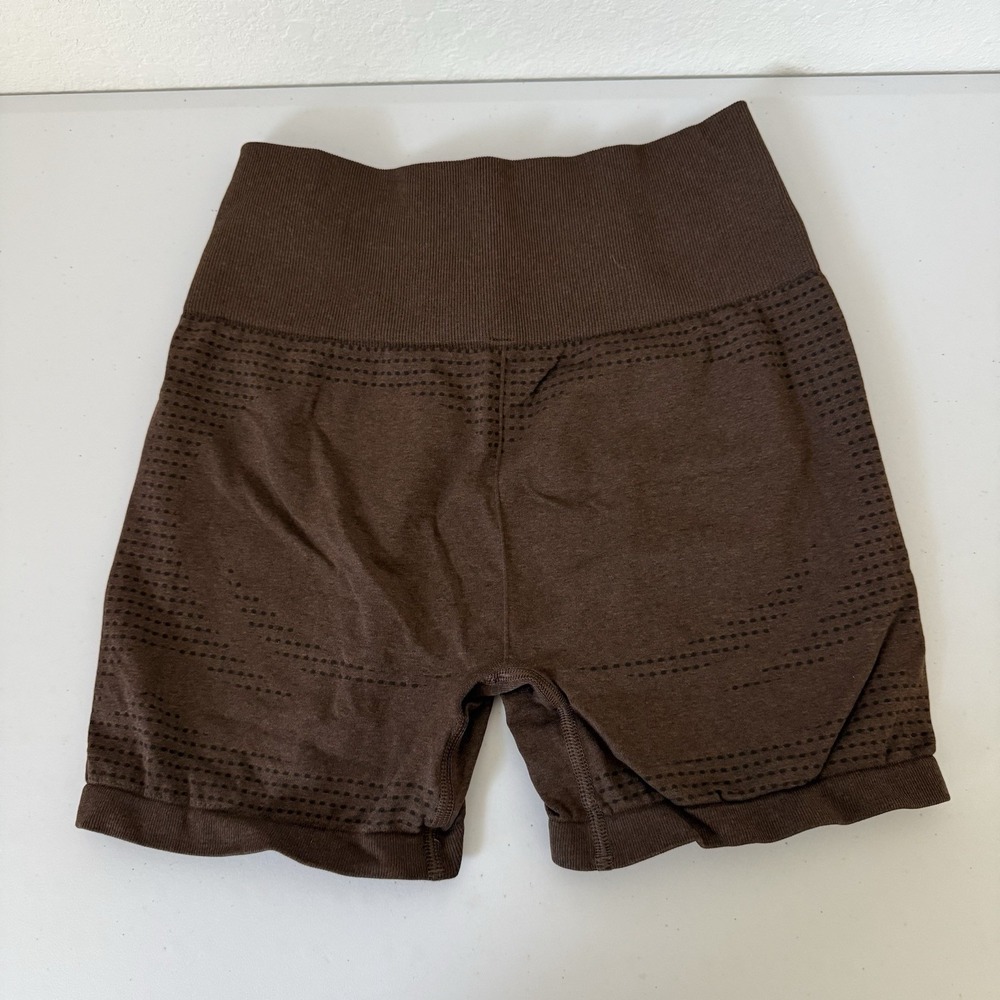 Gymshark Vital Seamless 2.0 Shorts Brown Marl Size Small 5" Inseam - Picture 2 of 6